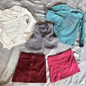 GIRLS- sz 4 (S)  NWT TOUGHSKIN 5pc lot mixed outfits skirts & long sleeve shirts